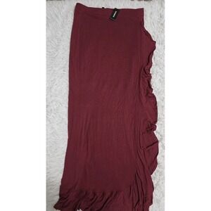 Express Skirt Womens Small Long Ruffle Berry Loop Maroon Red 100% Rayon NWT